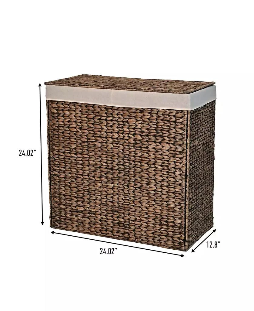 Happimess Sawyer 24" Classic Farmhouse Hand-Woven Hyacinth 2-Section Collapsible Laundry Hamper with Washable Liner 4