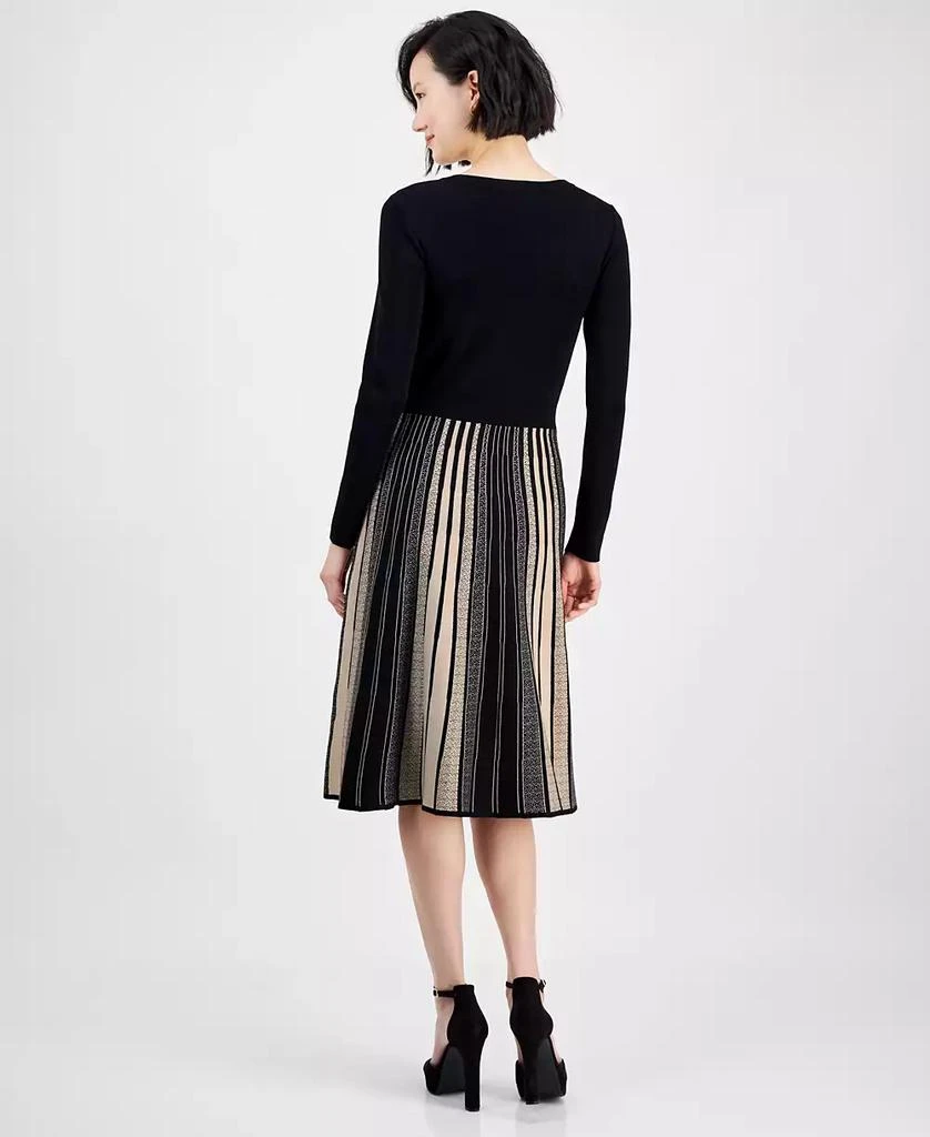 Robbie Bee Women's Pleated Fit & Flare Sweater Dress 5
