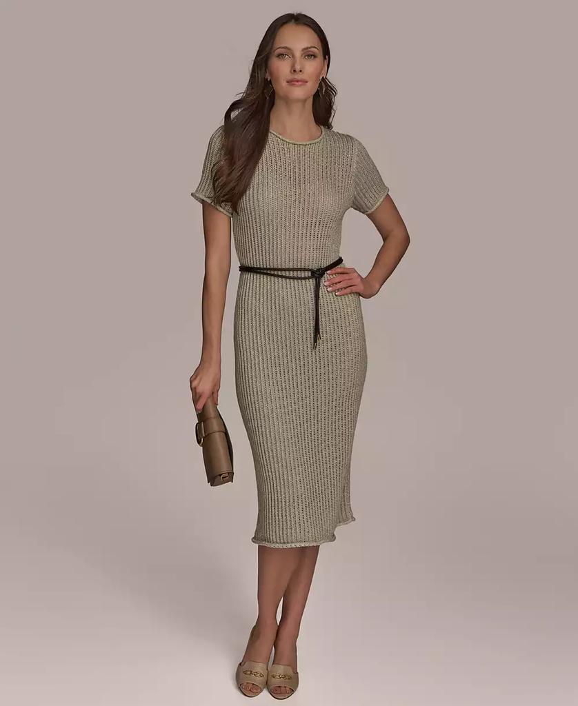 Shop Women's Jewel-Neck Belted Sheath Dress on Sale at