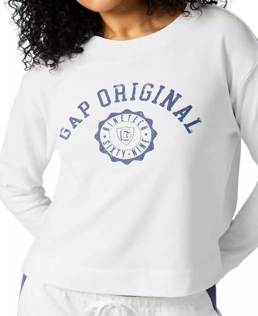 GAP Women's French Terry Crewneck Logo Pajama Top - Exclusively at Macy's 4