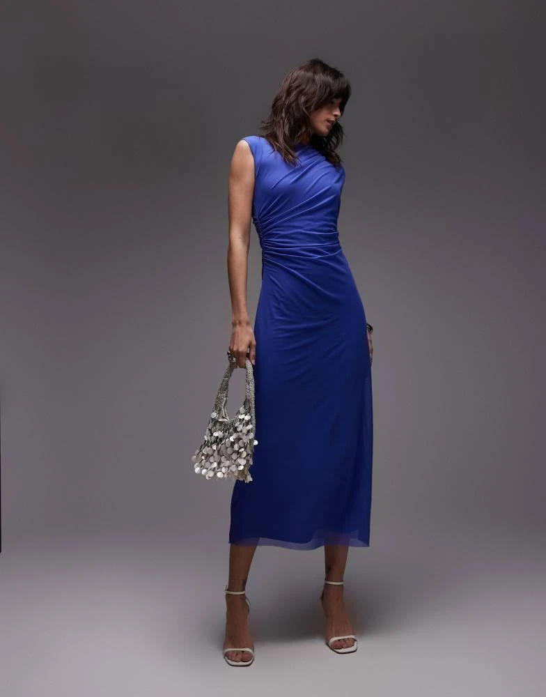 Shop & Other Stories mesh midi dress with drape detail in dark blue on Sale  at BeyondStyle  Get 10% Off & Other Stories mesh midi dress with drape  detail in dark