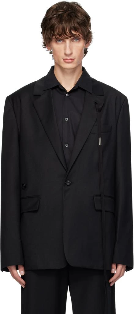 ANN DEMEULEMEESTER Black Thor Asymmetric Tailored Blazer 1