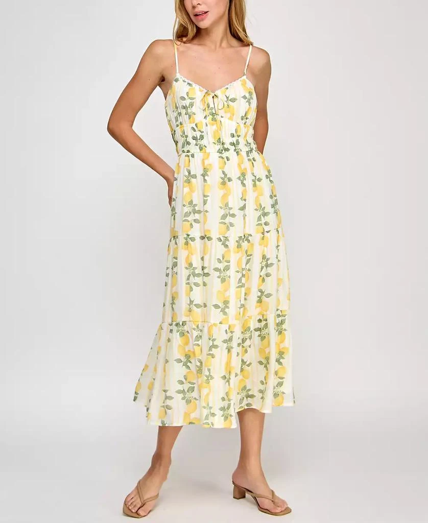 Trixxi Juniors' Lemon-Print Midi Dress 1