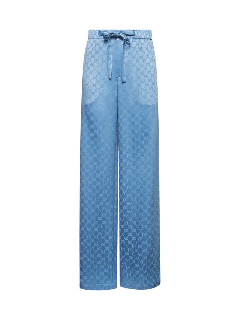 Gucci GUCCI | Light blue GG satin trousers | Women | 42
