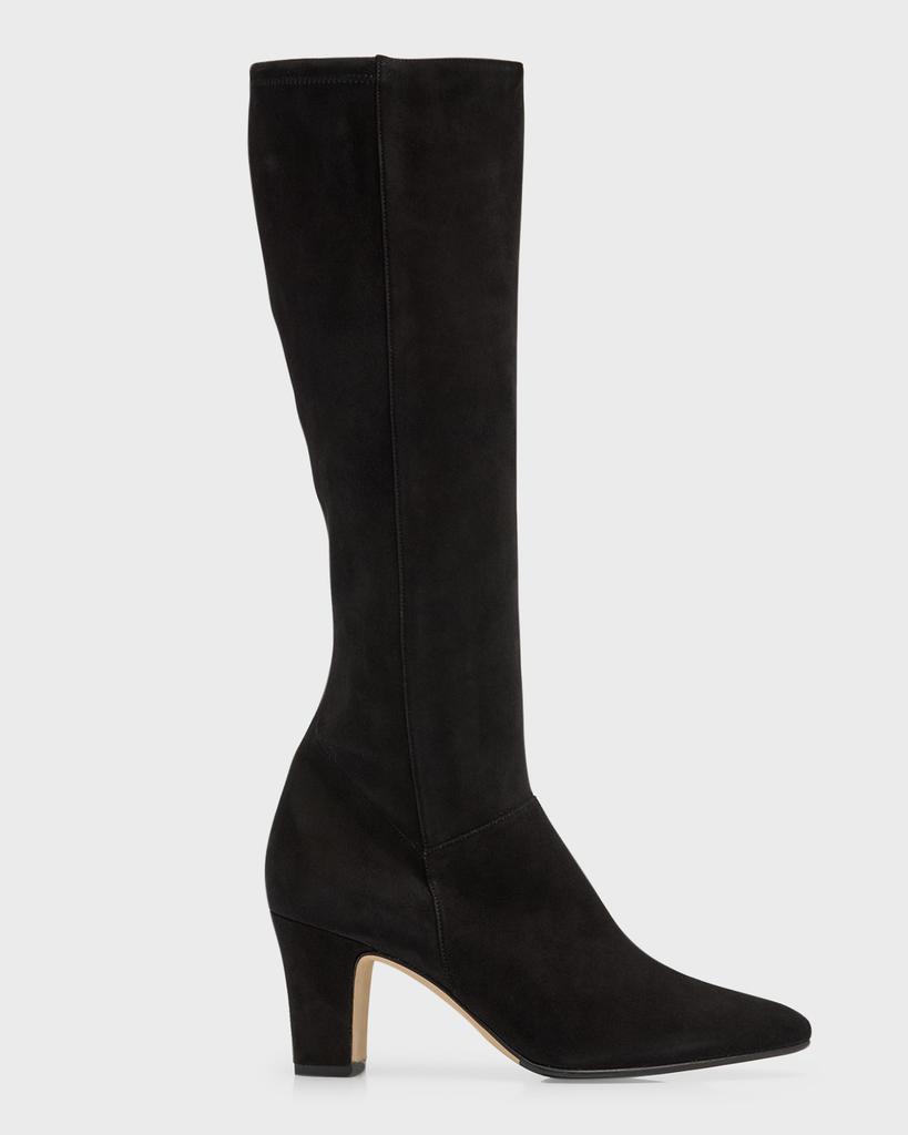 Manolo Blahnik Pitana Suede Block-Heel Knee Boots - Boots