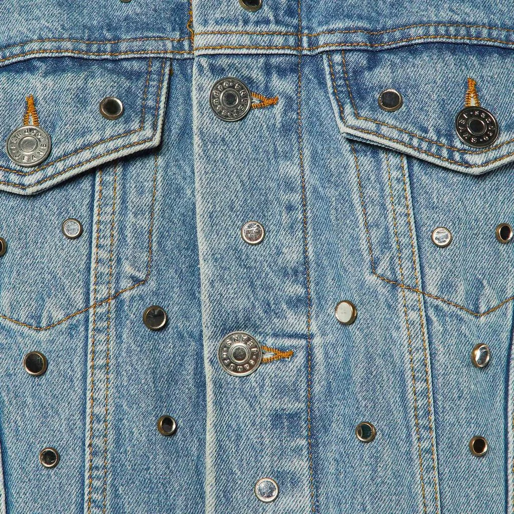 Sandro Sandro Blue Denim Mirror Studded Button Front Jacket S 3