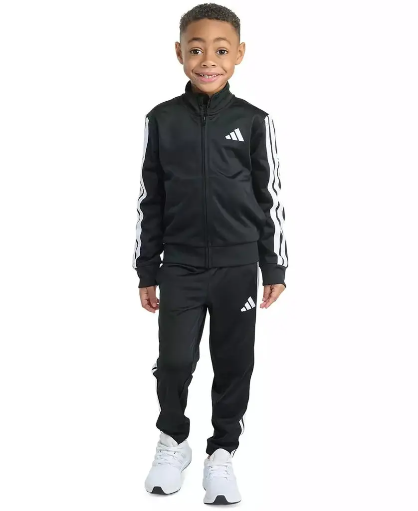 Adidas Toddler & Little Boys Tricot Long-Sleeve Essential 3-Stripe Track Jacket & Pants, 2 Piece Set