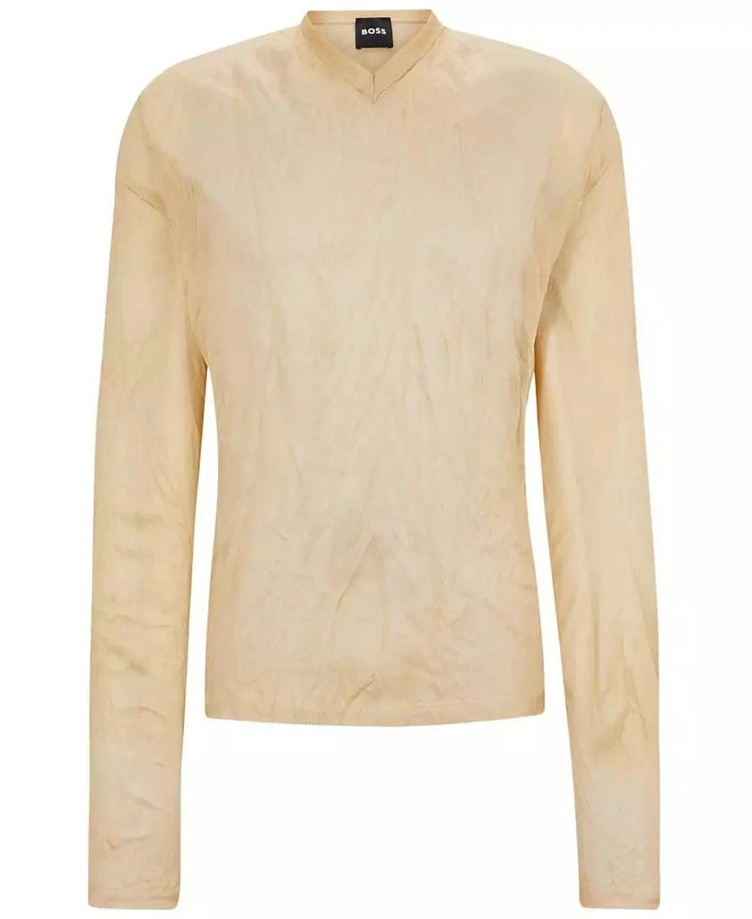 Hugo Boss Men's Crinkled Knit V-Neck Sweater 4