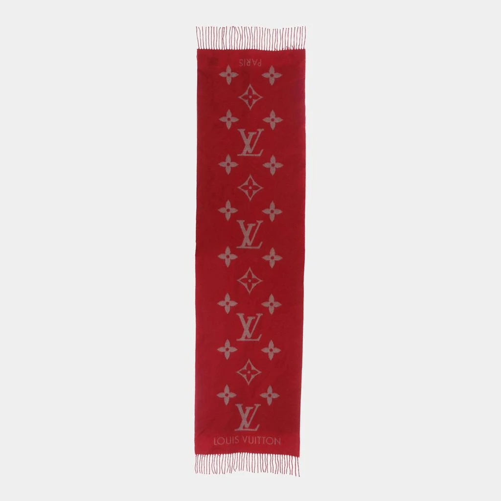 Louis Vuitton Louis Vuitton Red/Brown Monogram Cashmere Scarf 1