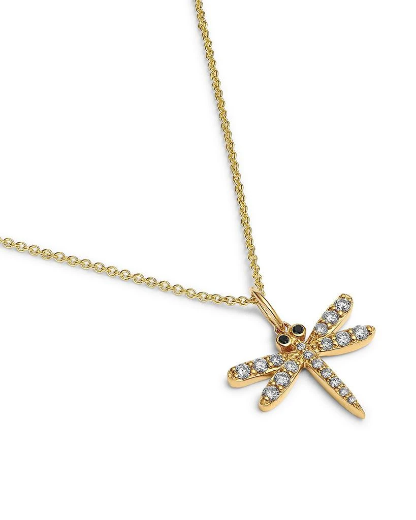 Sydney Evan 14K Yellow Gold Black & White Diamond Dragonfly Pendant Necklace, 18" 3