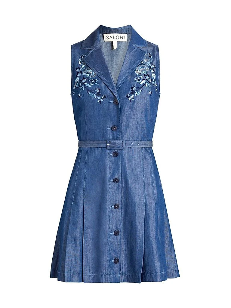 Saloni Livi Embroidery Denim Mini Shirtdress 1