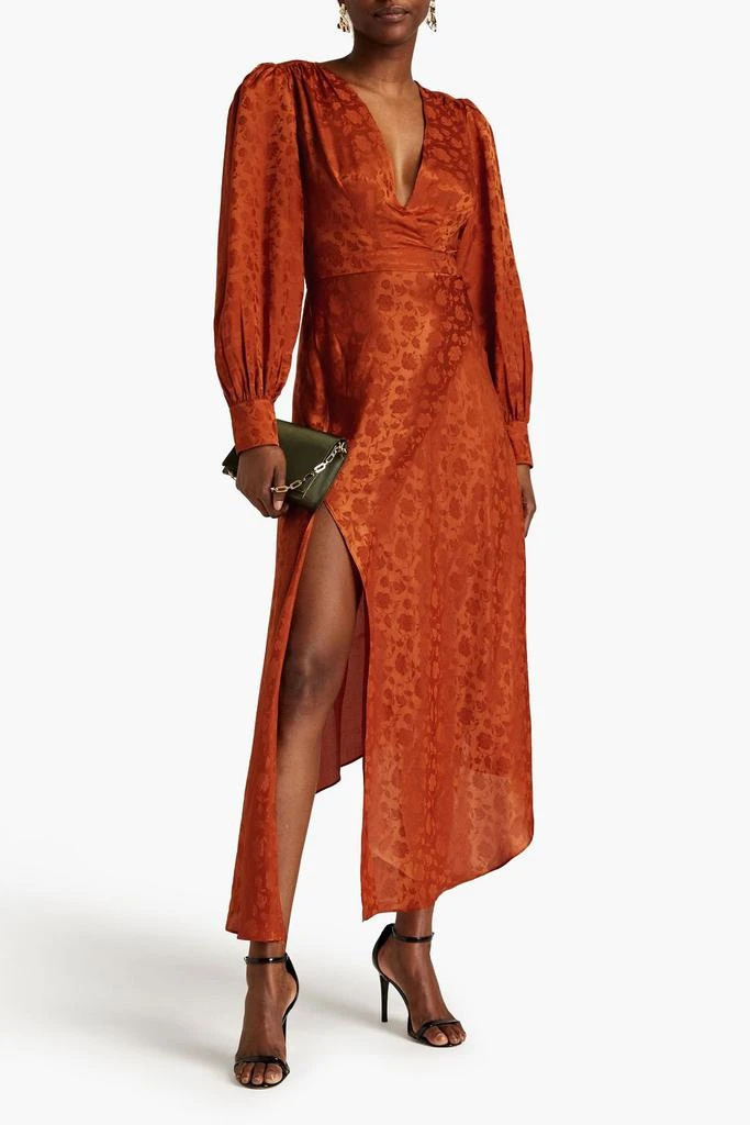 Ronny Kobo Estelle wrap-effect satin-jacquard midi dress 2