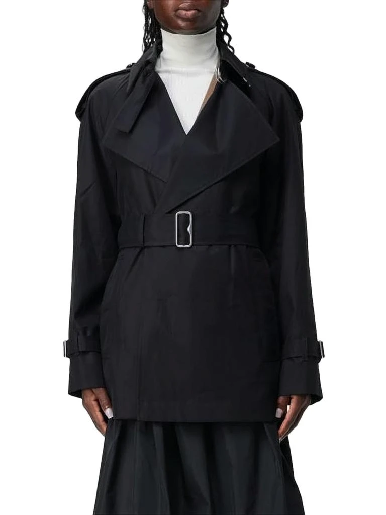 Burberry Double-Breasted Black Trench Coat with Belted Waist