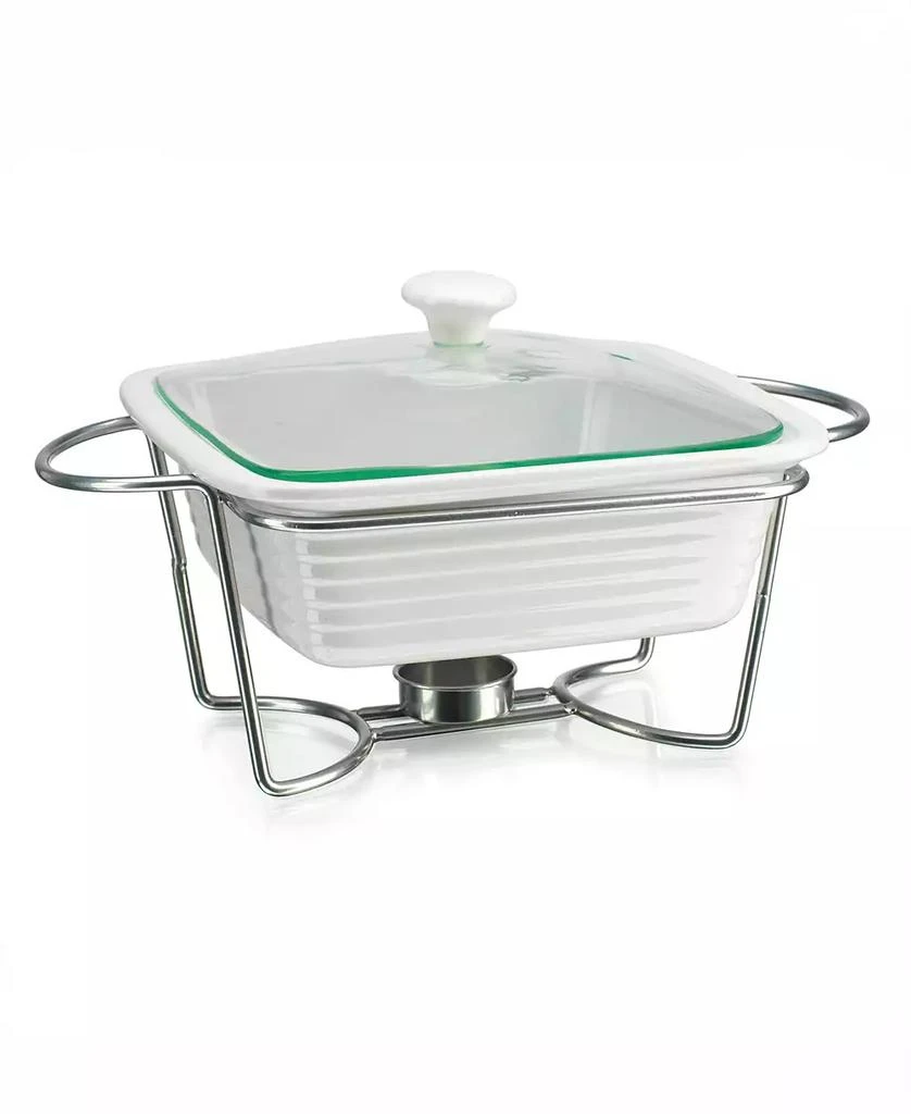 Godinger White Square Porcelain Baker With Stand 1