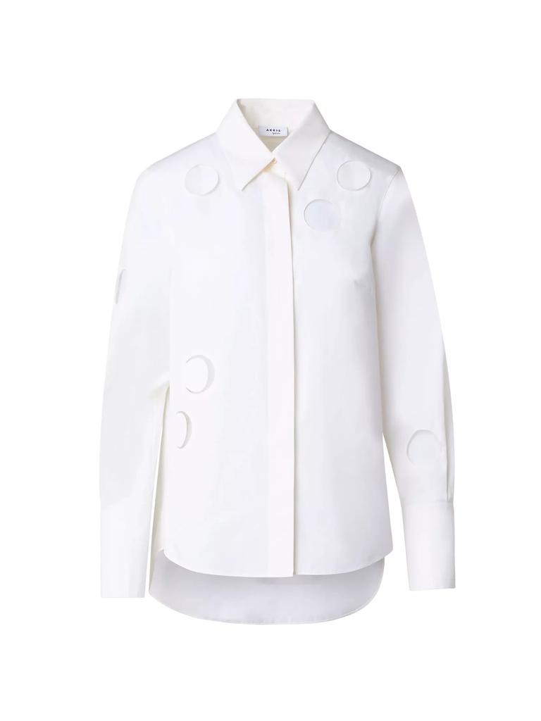 Akris Dot Cut-Out Cotton Blouse