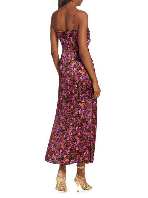 Saloni Penelope Silk Floral Midi-Dress