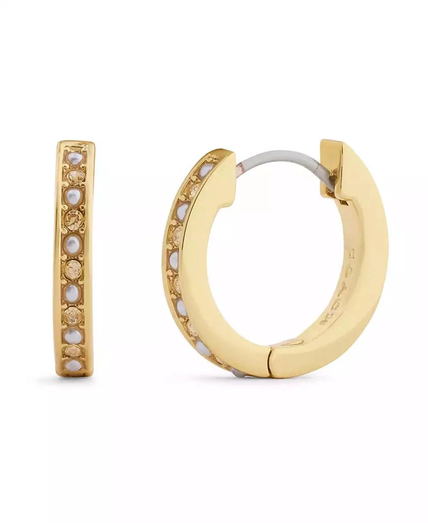 Coach Faux Stone Classic Mother of Pearl Huggie Earrings