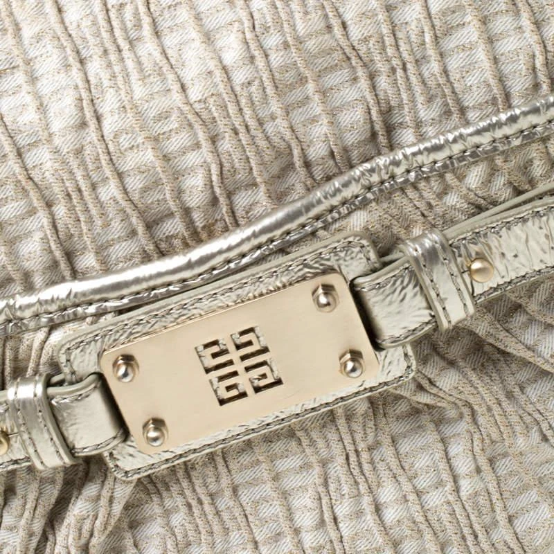 Givenchy Givenchy Beige Shimmering Canvas and Leather Small Trim Hobo 5
