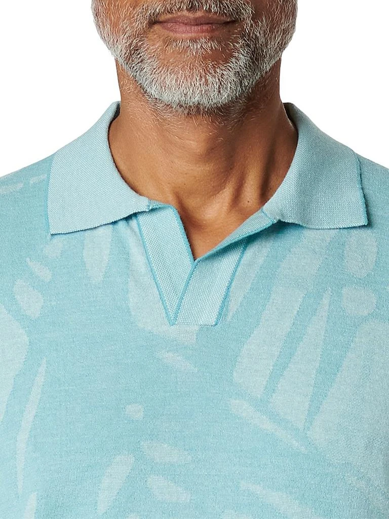 BUGATCHI Palm-Print Johnny Collar Short-Sleeve Polo Sweater 6