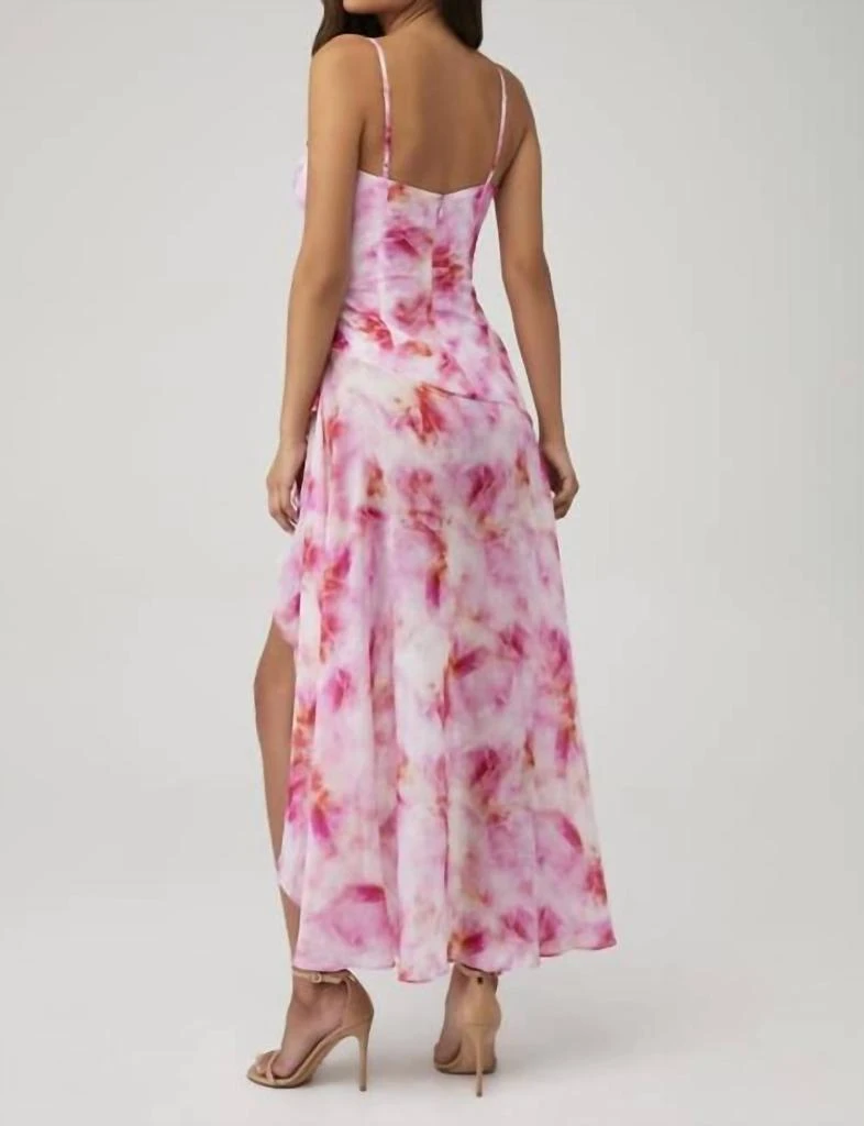 Bardot Sorella Printed Midi Dress In Pink Tie Dye 2