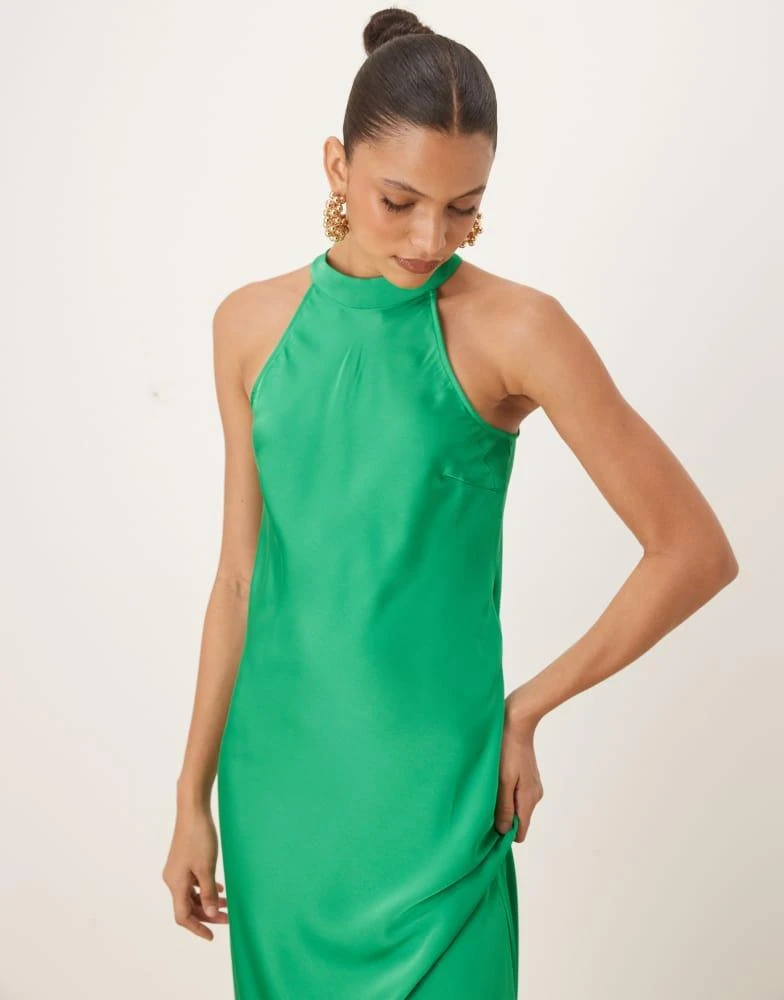 knee length dresses for ladies Elvira Pleated Satin Halter Maxi Dress | Made-To-Order main image 1