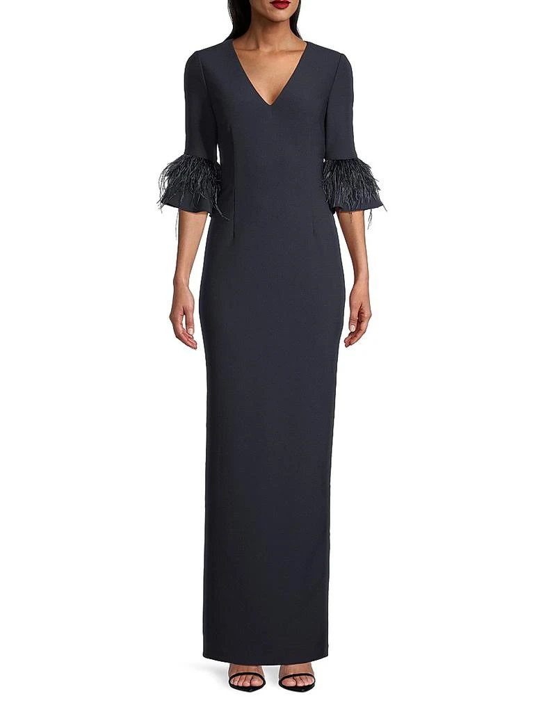 Aidan Mattox Feather-Trim Column Gown 3