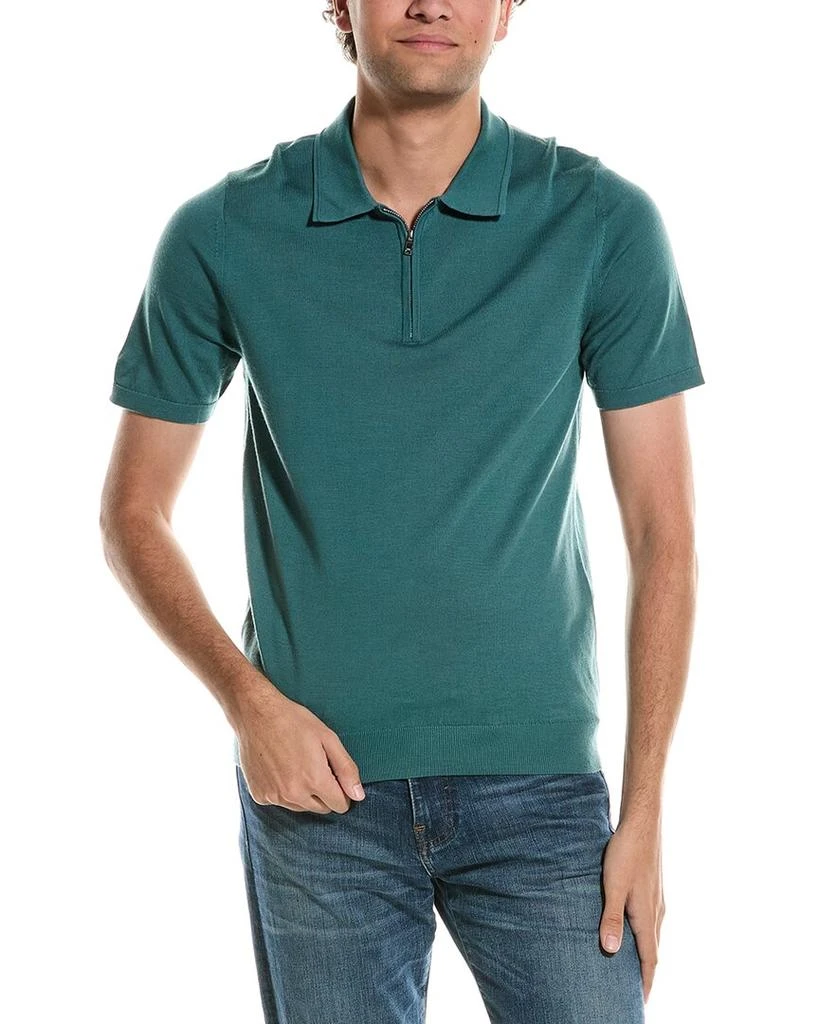 REISS Maxwell Merino Wool 1/2-Zip Polo Shirt 1