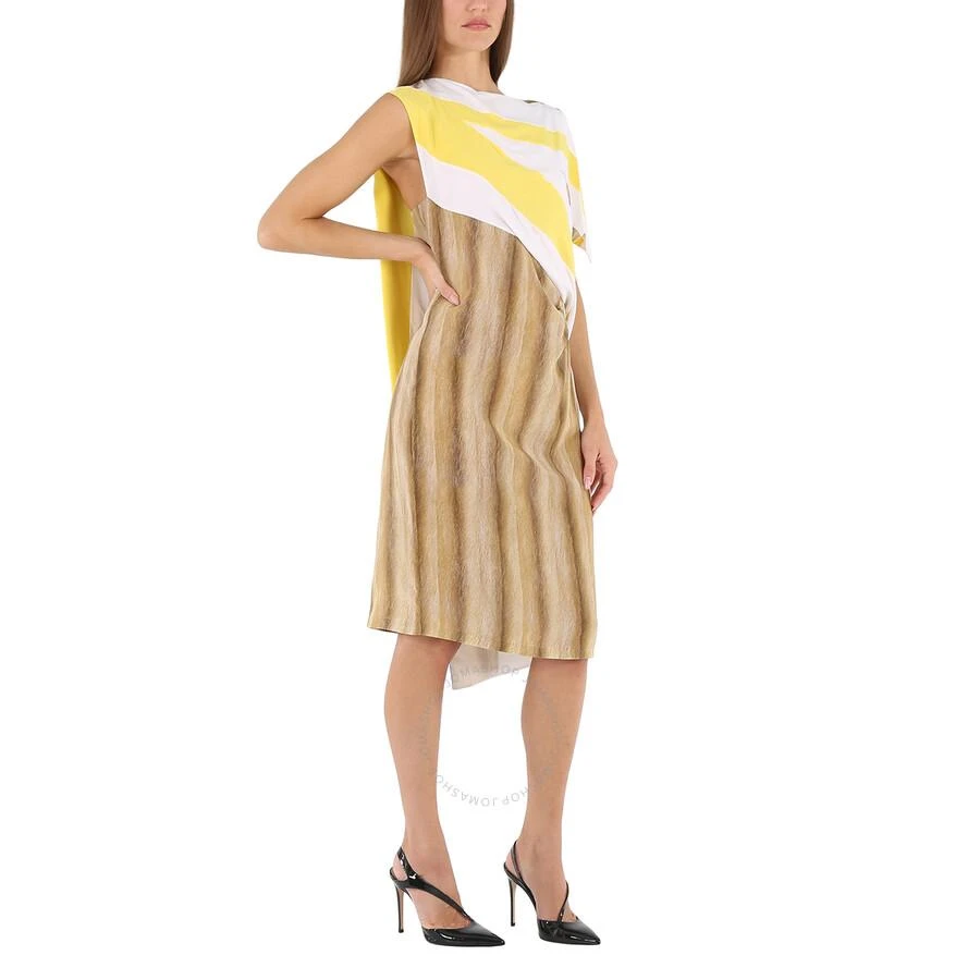 Burberry Bright Straw Graphic-Print Boat Neck Asymmetric Dress 3