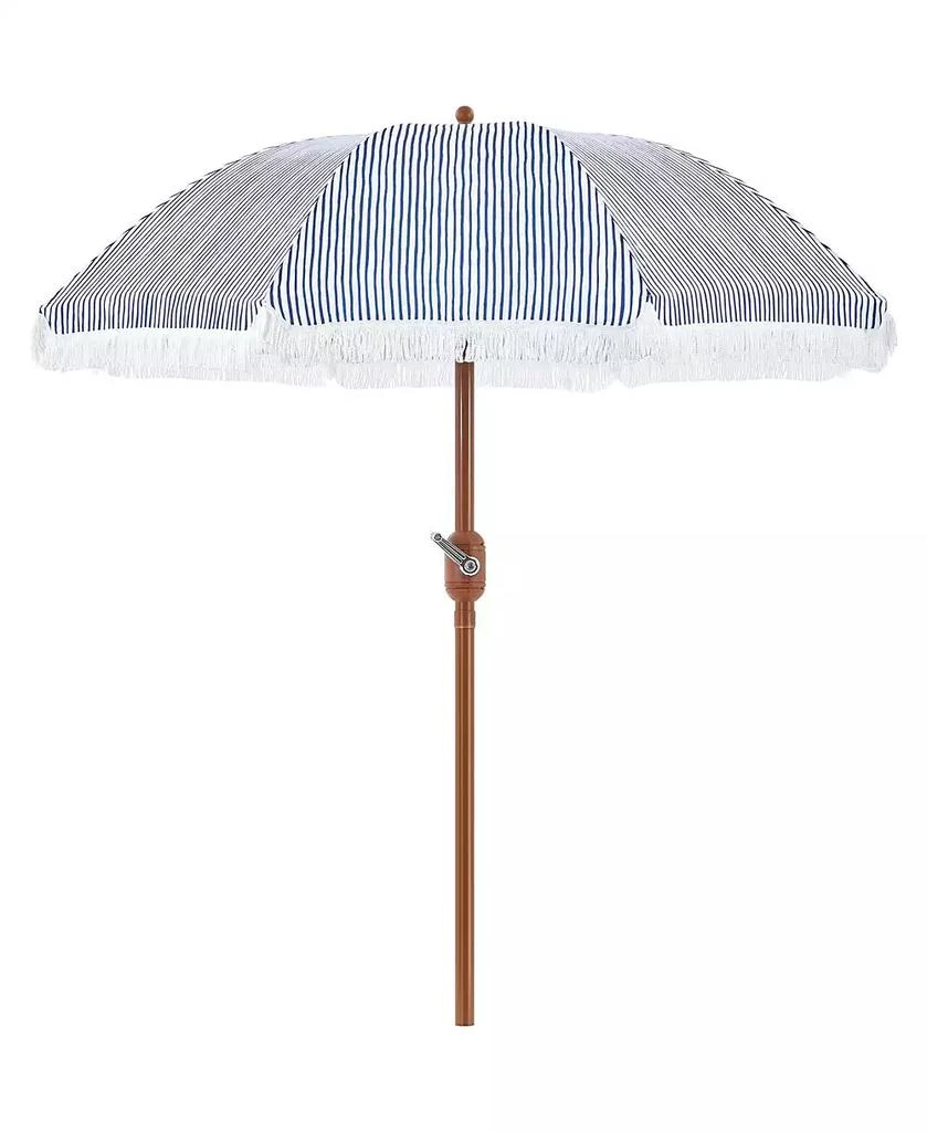 Yaheetech 7.5FT Patio Umbrella with Tassels 8-Rib Solar Parasol, Cream