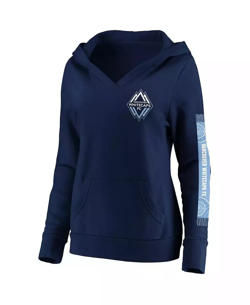 Fanatics Women's Navy Vancouver Whitecaps FC Fleece Scarf Sleeve V-Neck Pullover Hoodie 2