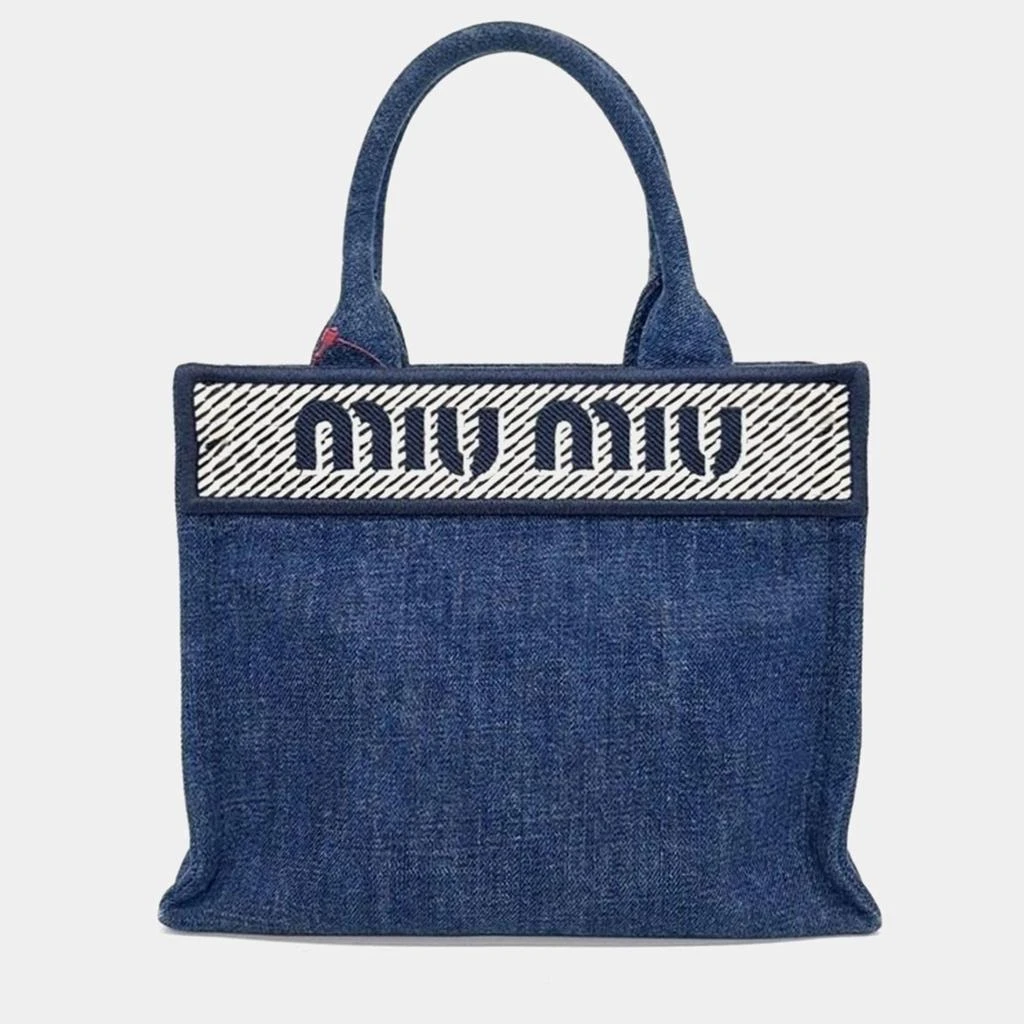Miu Miu Miu Miu denim logo tote and shoulder bag 1
