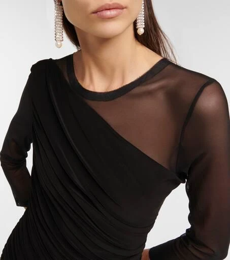 Norma Kamali Diana asymmetric mesh midi dress 4