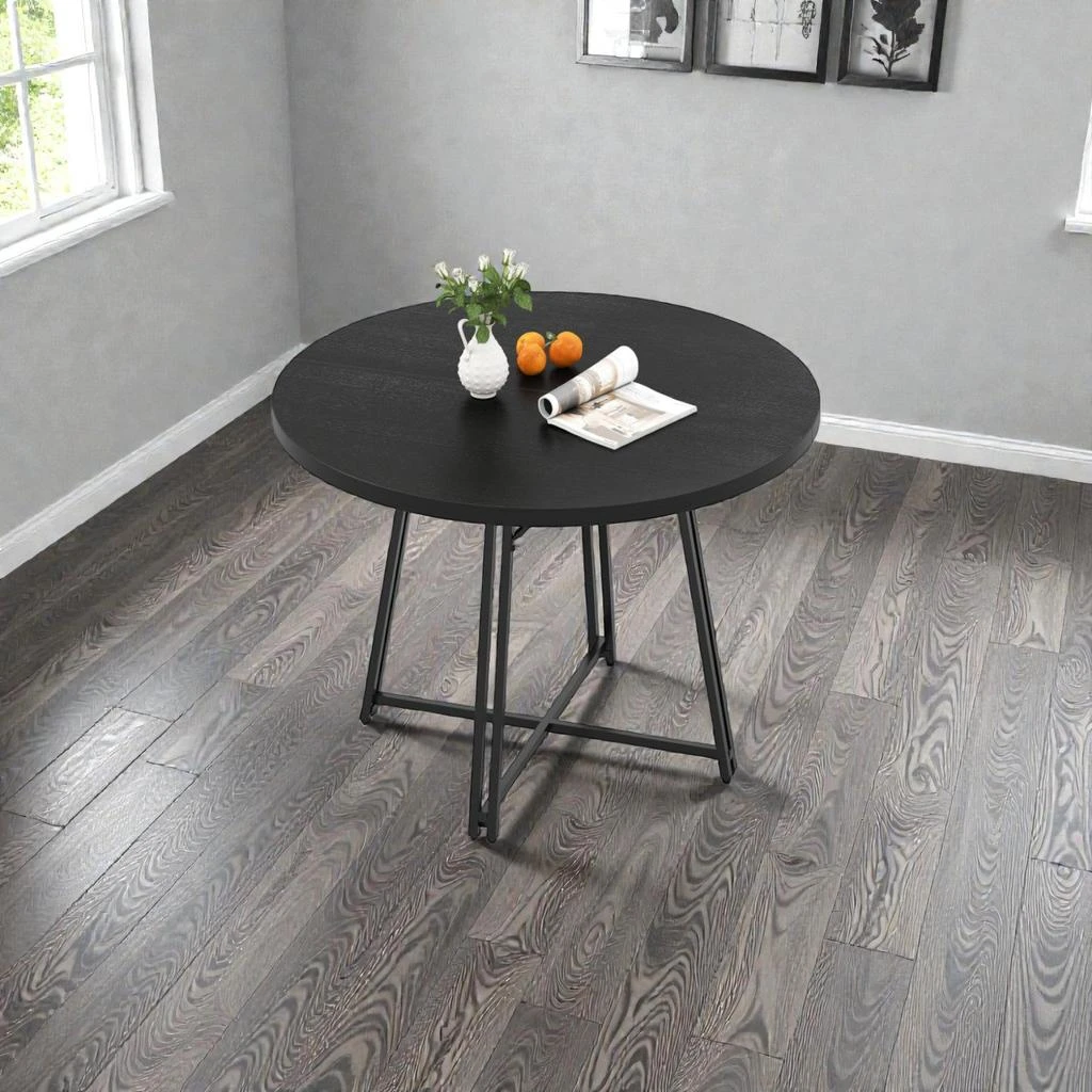 Hivvago Cross Base Round Dining Table, 47 Inches, Ideal for 4-6 Guests