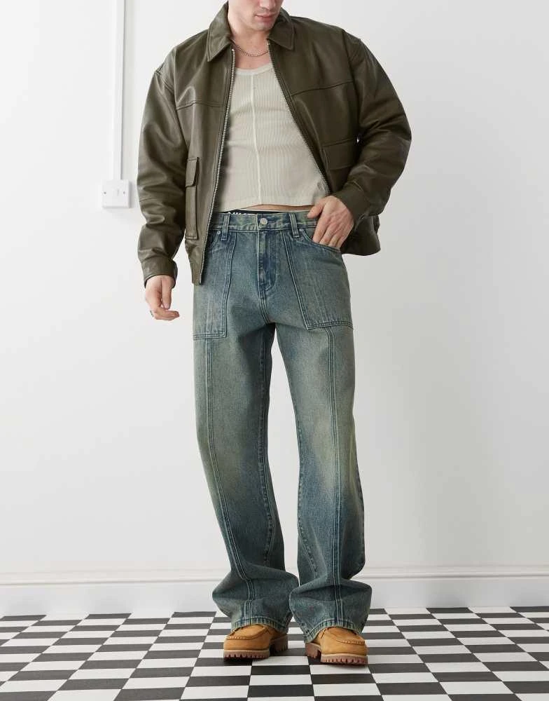 PacSun Pacsun patch pocket utility jeans in dark indigo 1