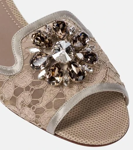 Dolce 
Gabbana Bianca embellished lace slides 6