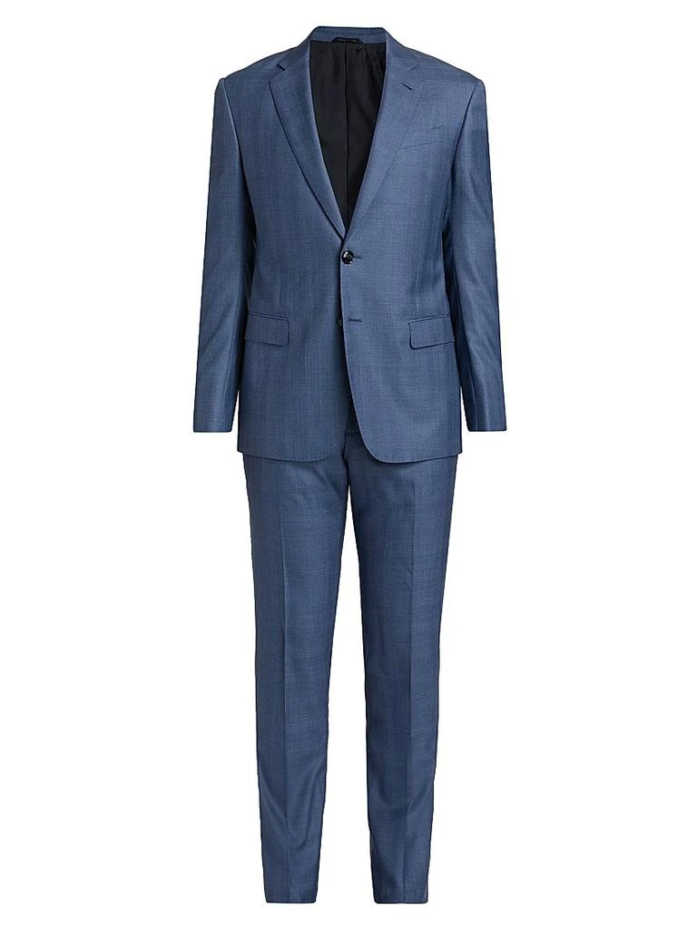 Giorgio Armani Plaid Wool-Silk Single-Breasted Suit