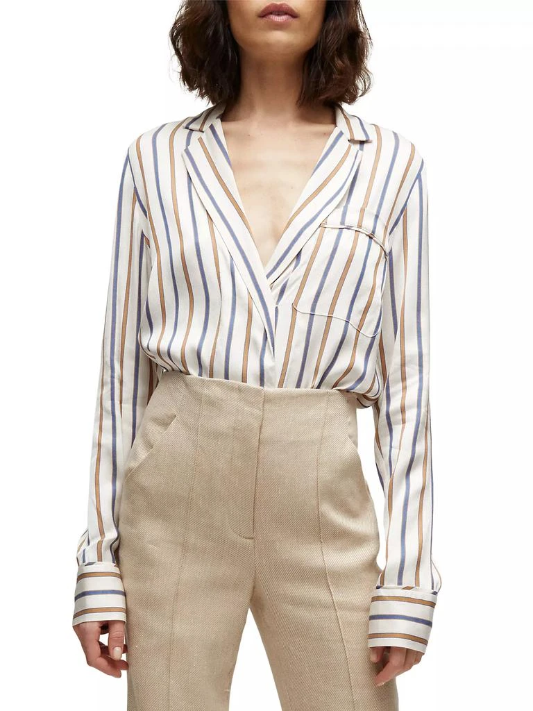 VERONICA BEARD Lusanne Stripe Long-Sleeve Shirt 3