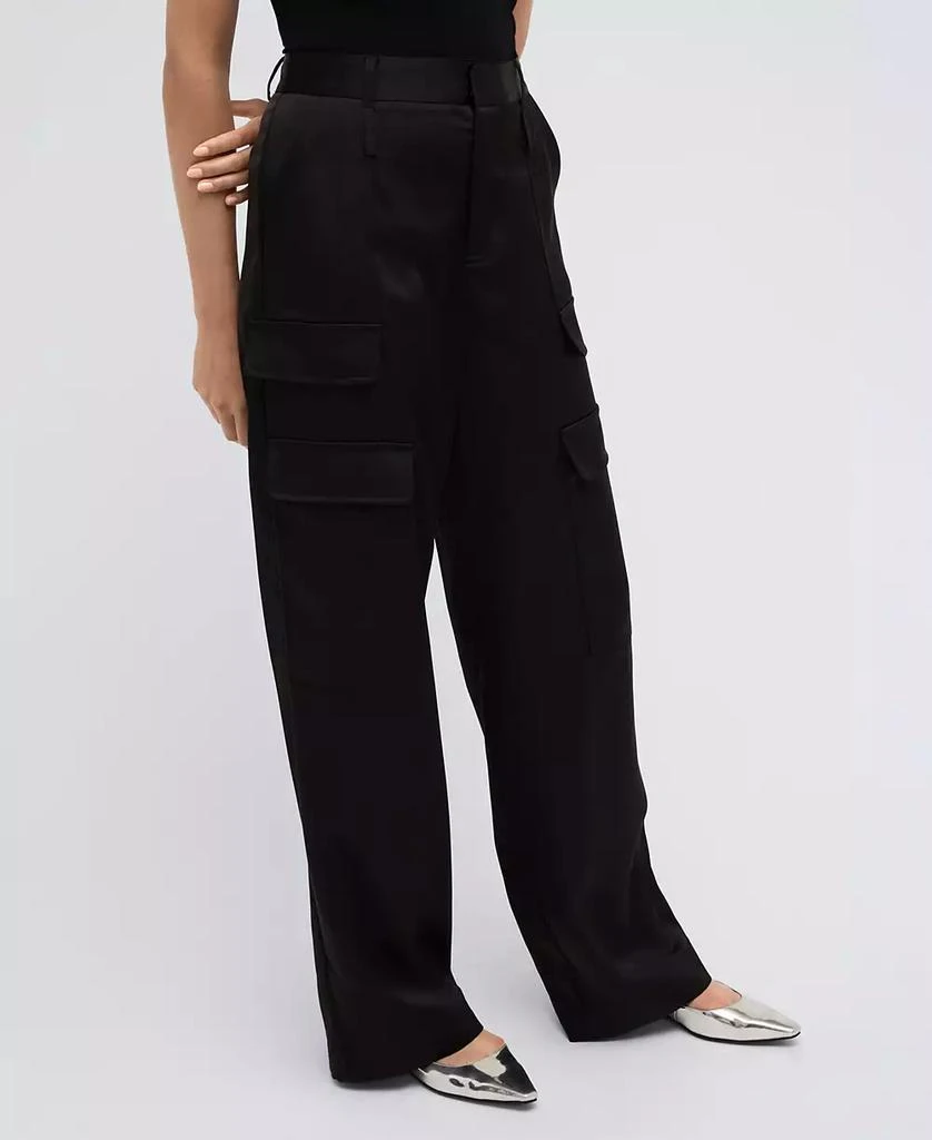 Kenneth Cole Women's High Rise Satin Double Cargo Pants 3