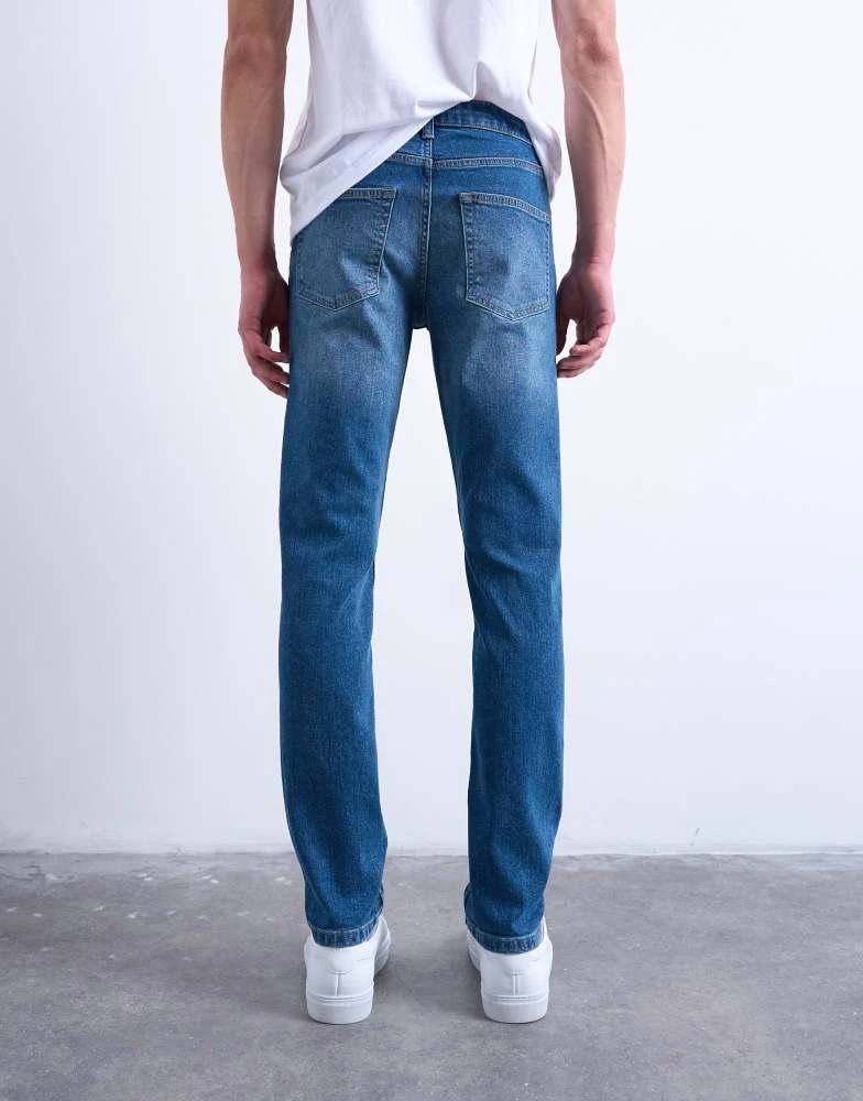 Topman Topman stretch skinny jean in mid wash 4