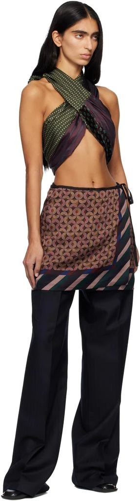 Dries Van Noten Burgundy & Khaki Wrap Bra Top 4