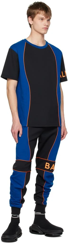 Balmain Black & Blue Paneled Joggers 4