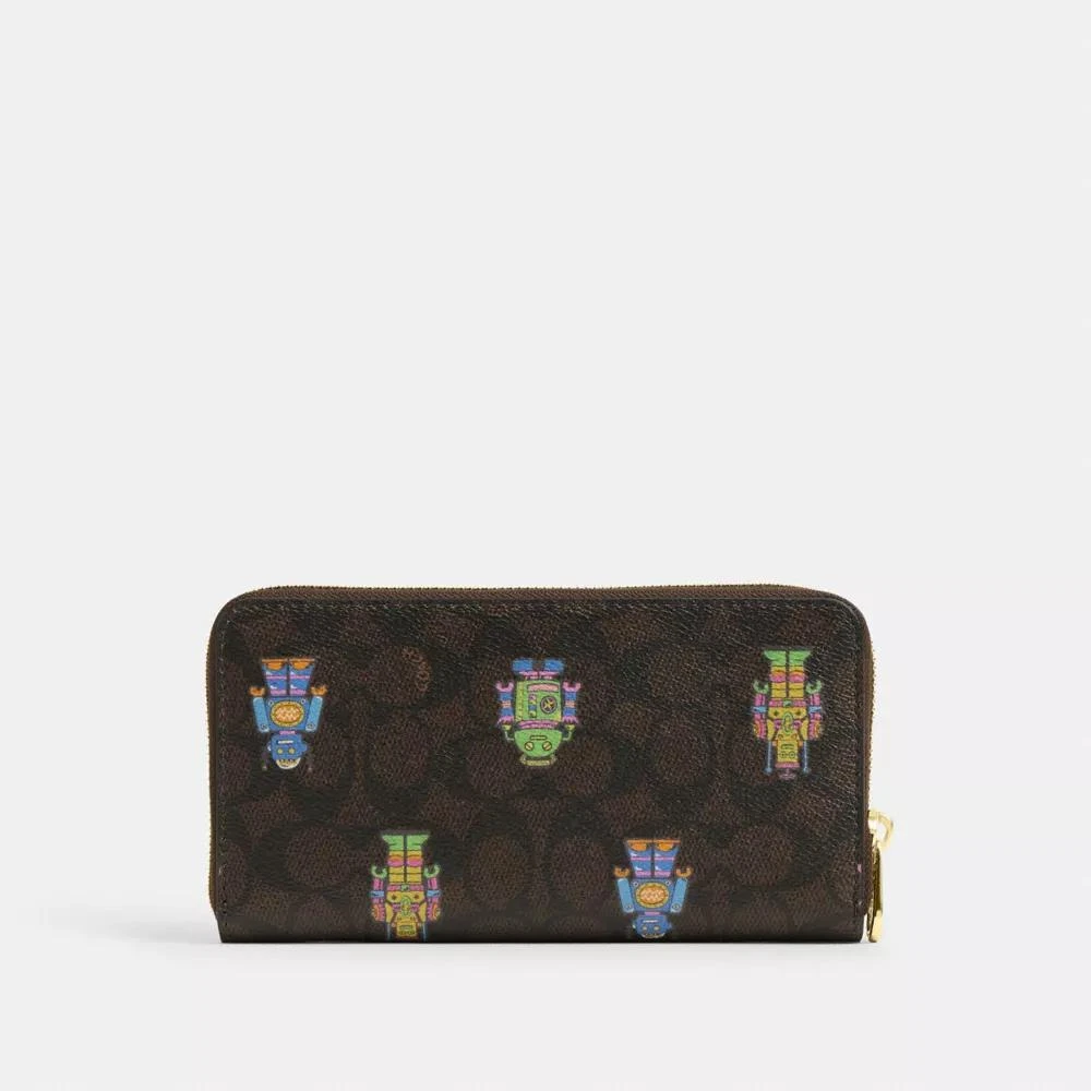 Coach Cosmic Coach Long Zip Around Wallet In Signature Canvas With Robot Print 4