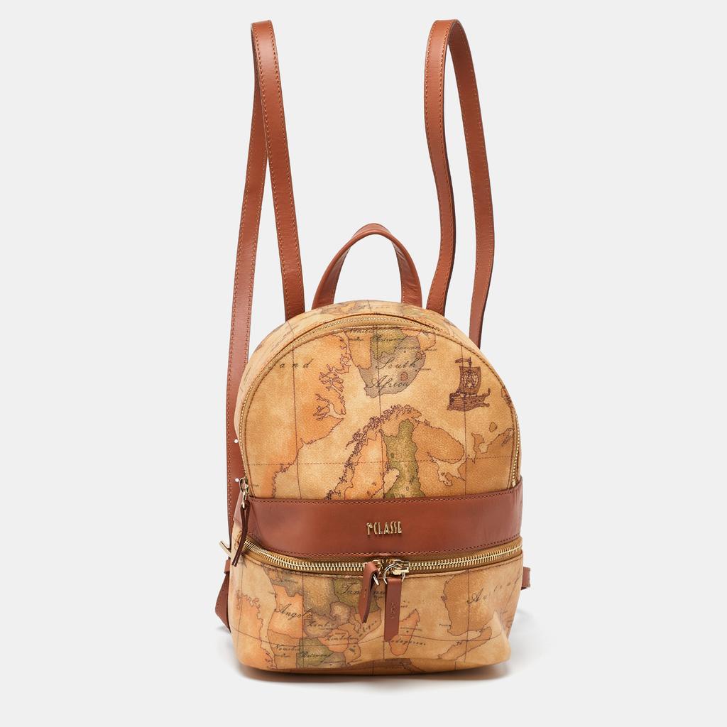 Alviero Martini 1A Classe Alviero Martini 1A Classe Beige/Brown Geo Classic Print Coated Canvas and Leather Backpack