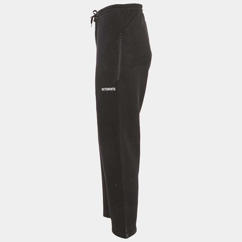 Vetements Vetements Black Logo Embroidered Cotton Knit Sweatpants M