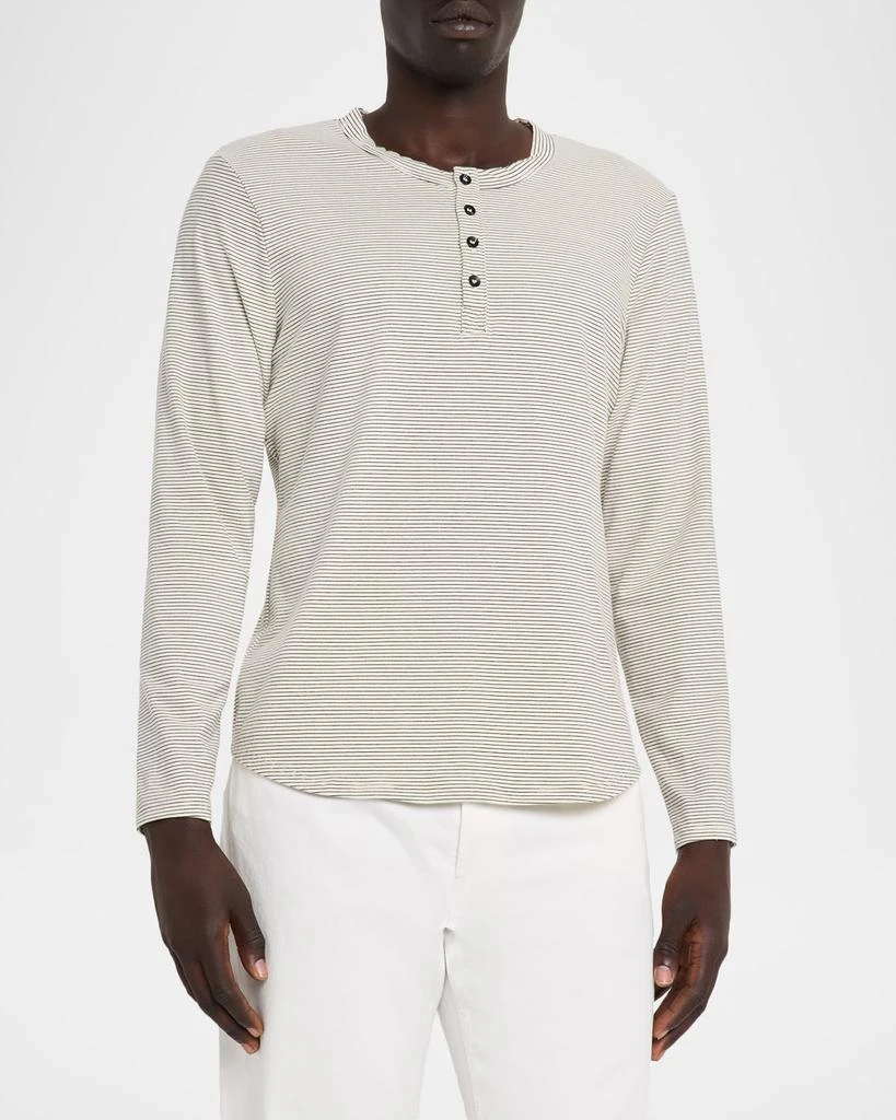 MONFRÈRE Men's Hairline Stripe Long-Sleeve Henley T-Shirt 4