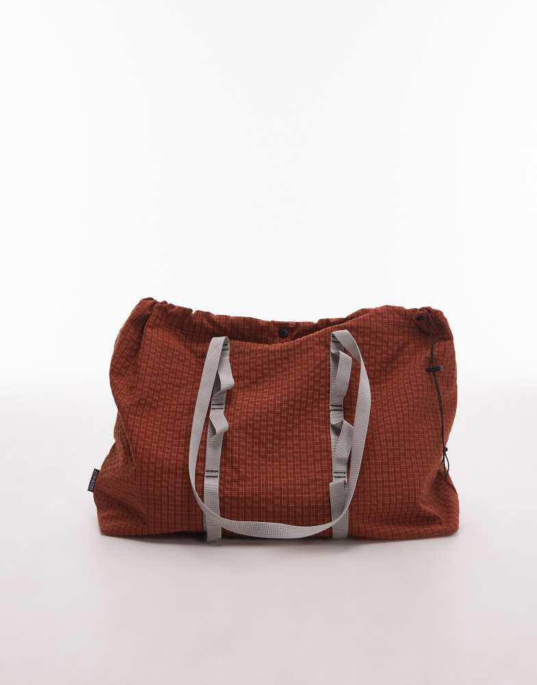 Gramicci Gramicci plaid climbing tote bag in burnt orange check