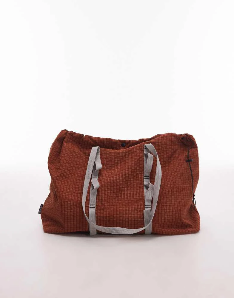 Gramicci Gramicci plaid climbing tote bag in burnt orange check 2