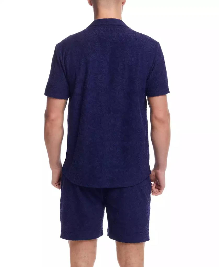 Weatherproof Vintage Men's Short Sleeve Terry Coat Front Jacquard Button-Front Shirt 5