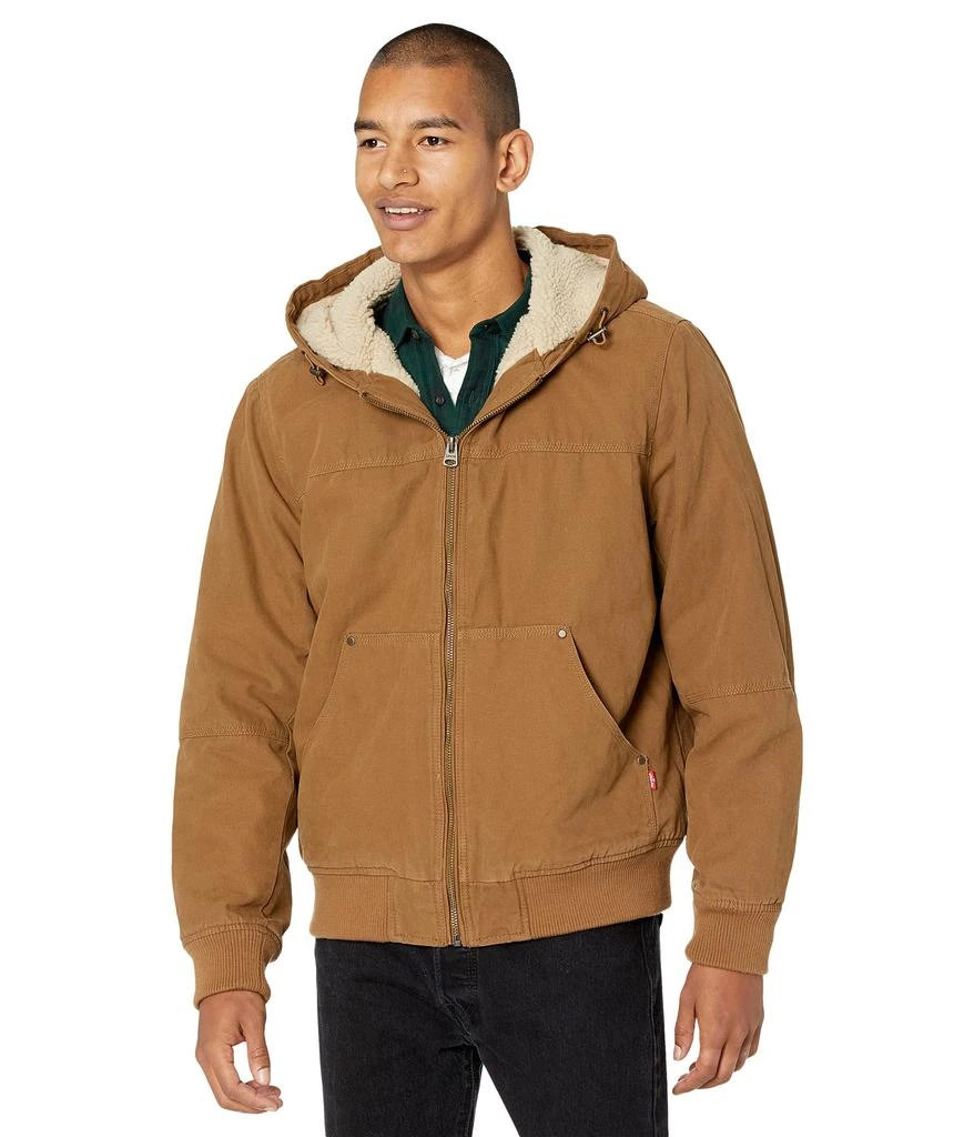 Levi's® Cotton Canvas Hooded Utility Jacket with Sherpa Lining 1