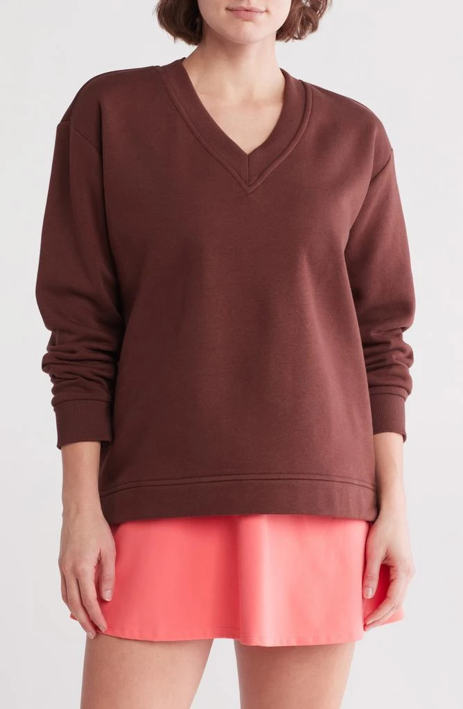 Zella Feather Fleece Oversize V-Neck Pullover 1